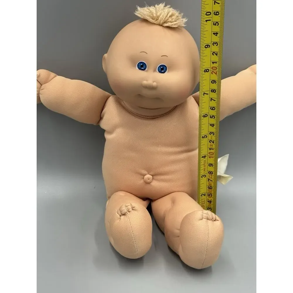 Vintage Caleco Cabbage Patch Kid Baby Doll Blonde Hair Tuft Blue Eyes